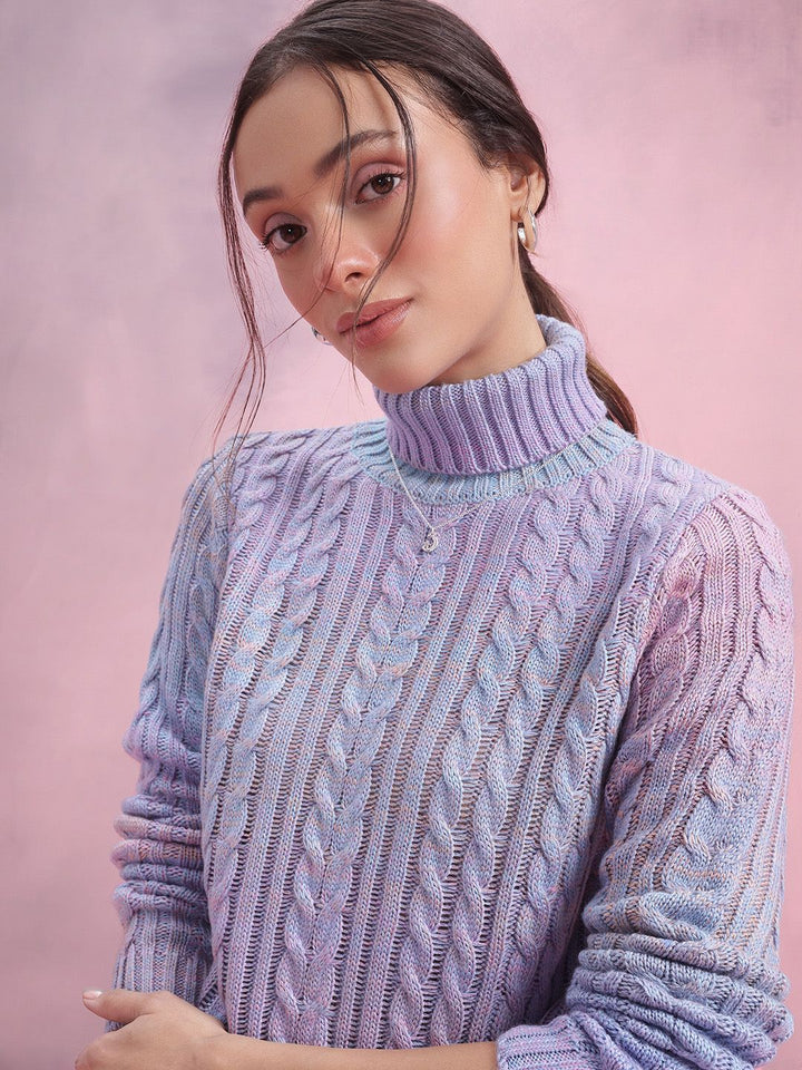 DressBerry Cable Knit Turtle Neck Pullover