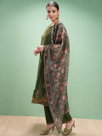 Vishudh Women Ethnic Motifs Embroidered Regular Thread Work Kurta with Trousers & With Dupatta