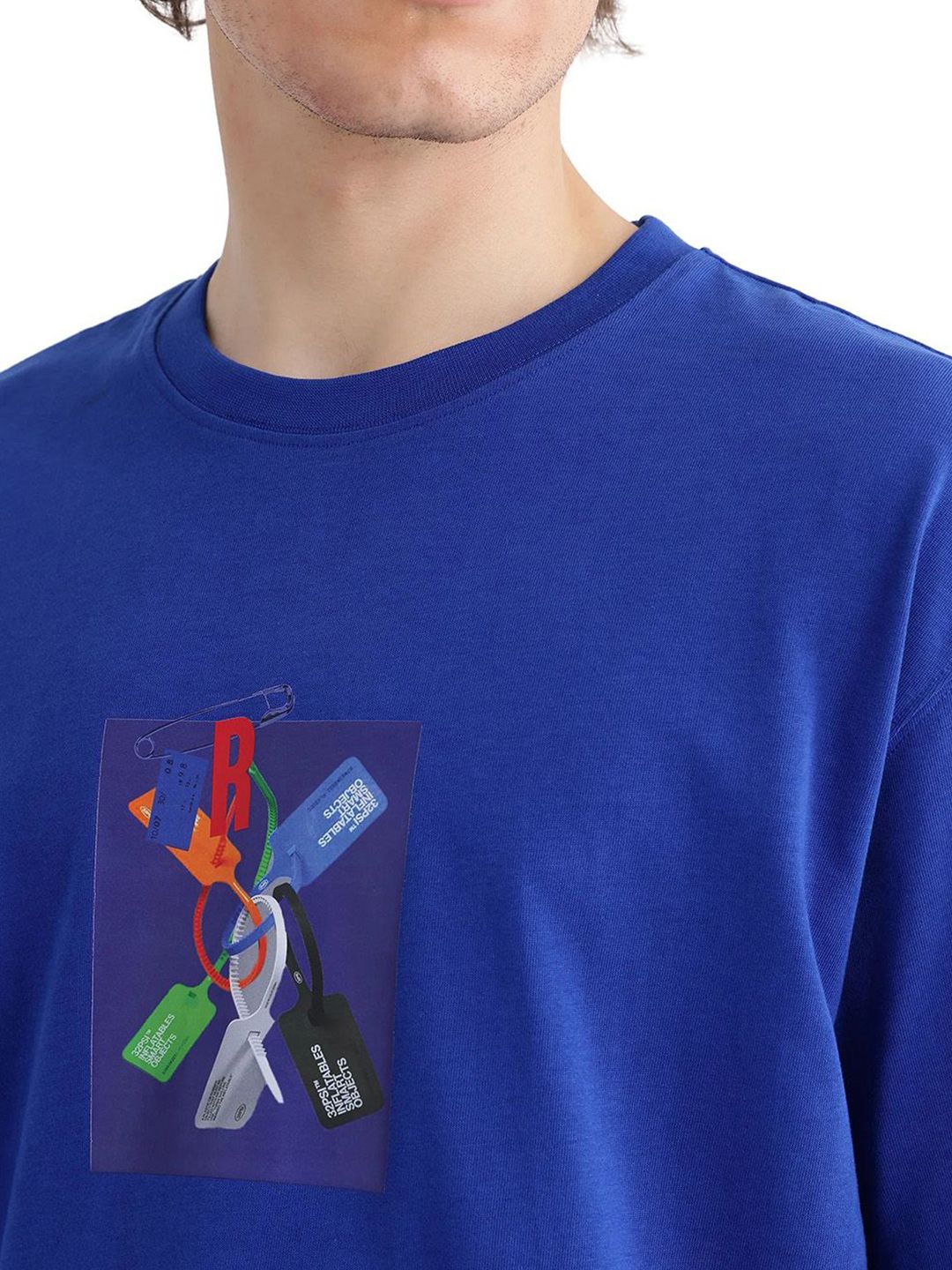 RARE RABBIT Men Graphic Printed Round Neck Cotton T-shirt