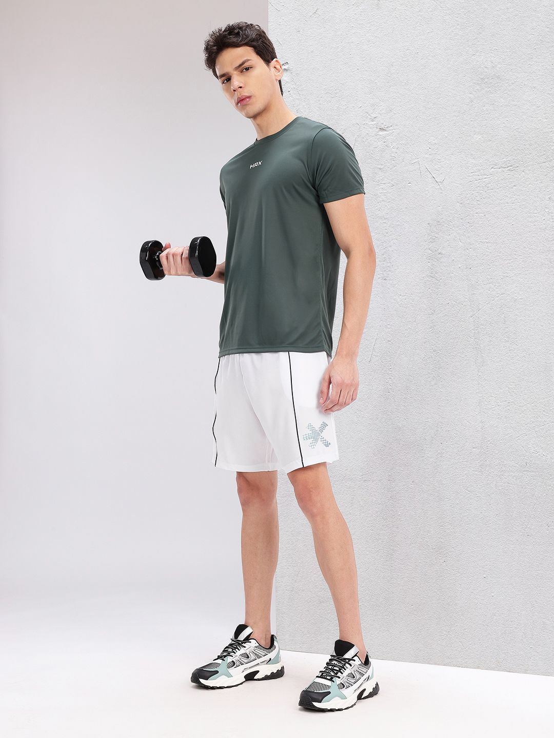 HRX by Hrithik Roshan Men Brand Logo Printed Mid-Rise Training Shorts with Contrast Piping