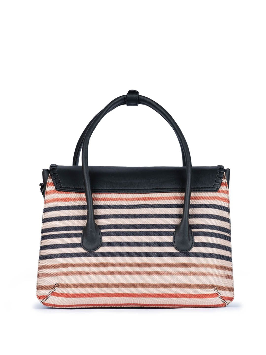 ZOUK Striped Structured Jute Handheld Bag
