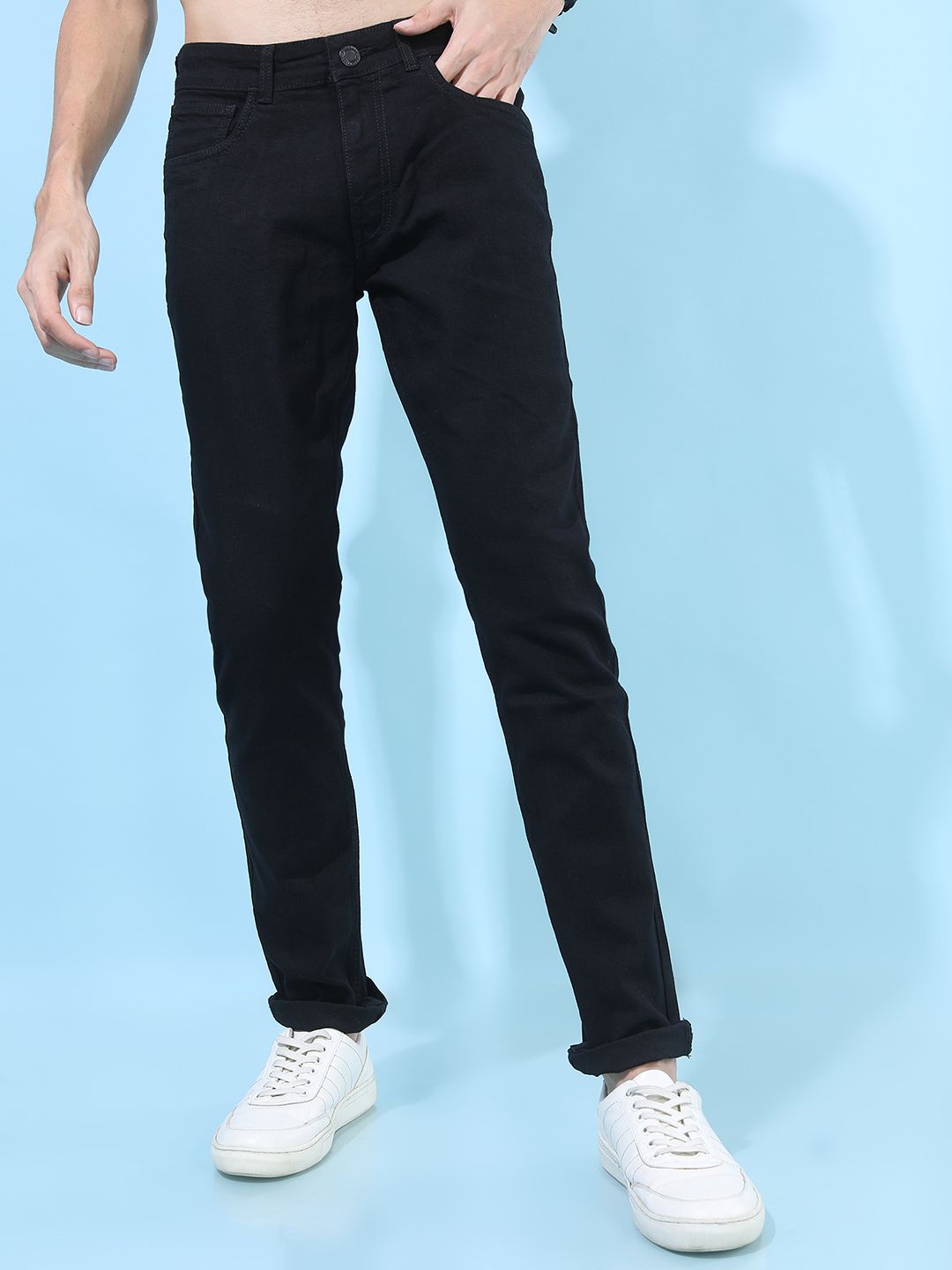 HIGHLANDER Men Black Slim Fit Mid-Rise Clean Look Stretchable Jeans