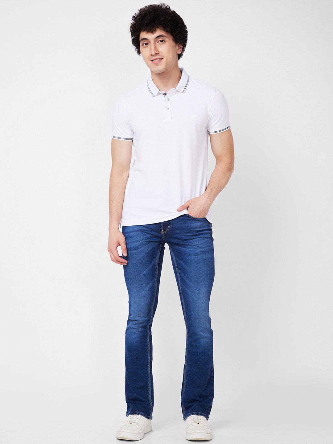 SPYKAR Polo Collar Short Sleeves Cotton Slim Fit T-shirt