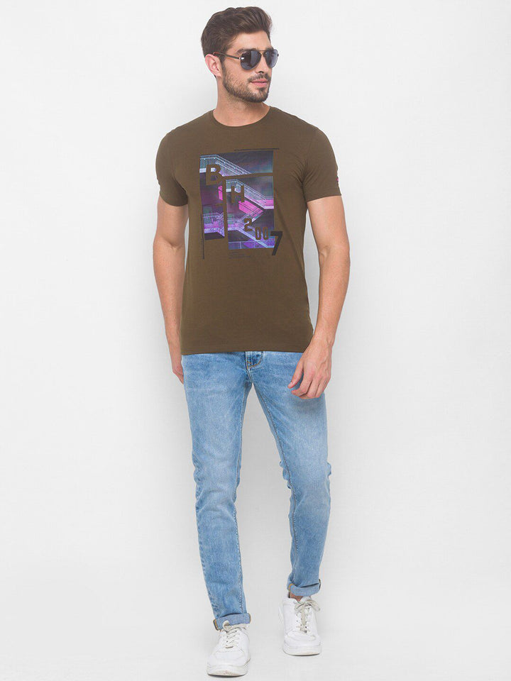 Being Human Men Brown Printed T-shirt