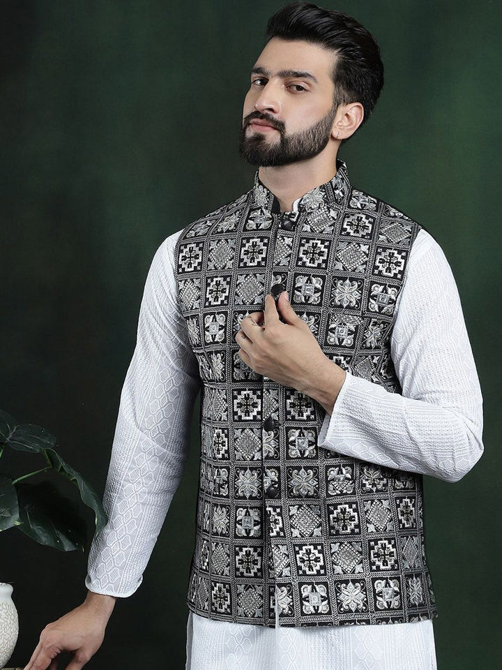 SOJANYA Jaket Tenun Nehru Lelaki Sulam
