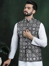 SOJANYA Jaket Tenun Nehru Lelaki Sulam