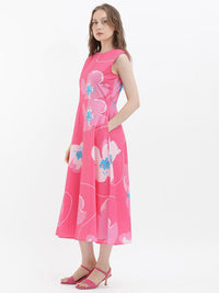 RAREISM Floral Print Sleeveless Fit & Flare Cotton Midi Dress