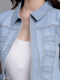 Style Quotient Women Open Front Crop Denim Shrug