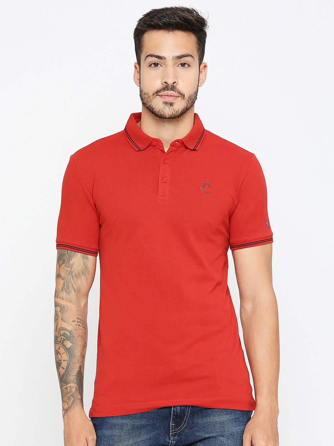 Being Human Men Red Polo Collar T-shirt