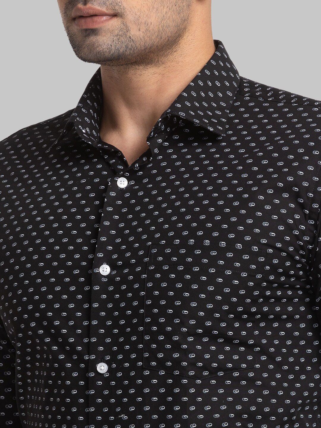 Park Avenue Micro Ditsy Printed Spread Collar Organic Cotton Slim Fit Formal Shirt