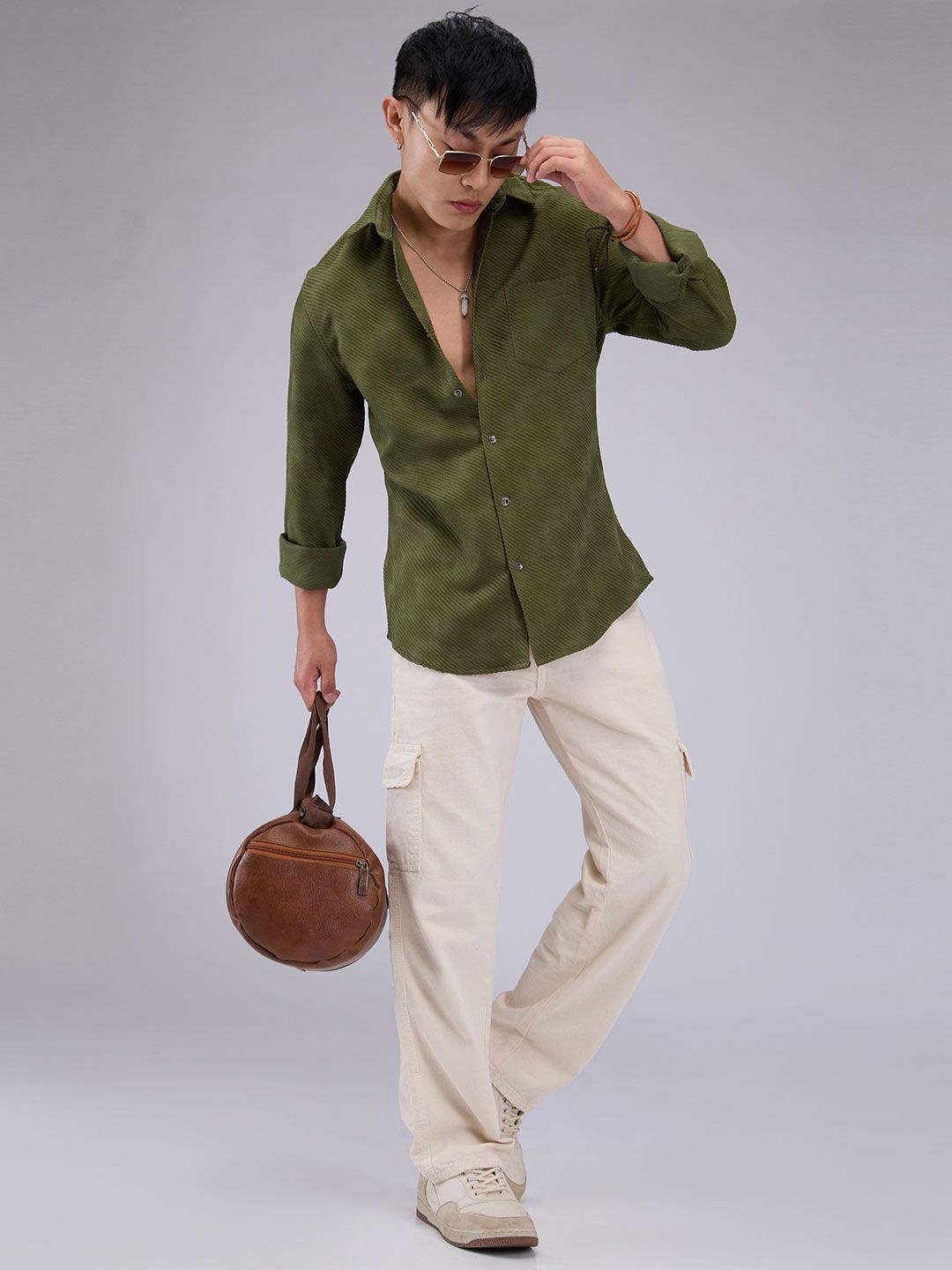 VASTRADO Men Classic Cutaway Collar Textured Slim Fit Casual Shirt