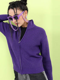 Tokyo Talkies Women Classy Purple Solid Sweater