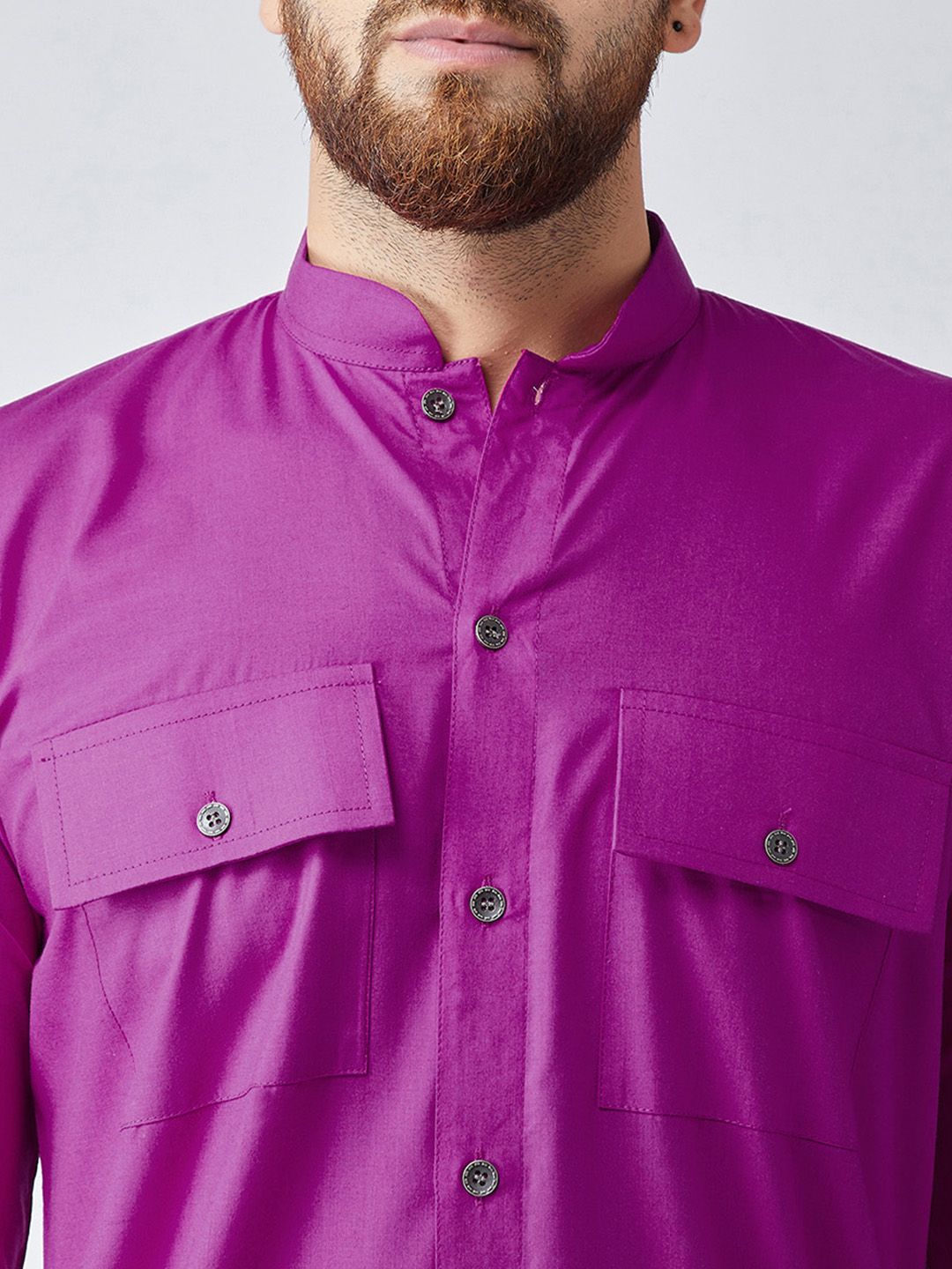 SOJANYA Men Magenta Solid Pathani Kurta
