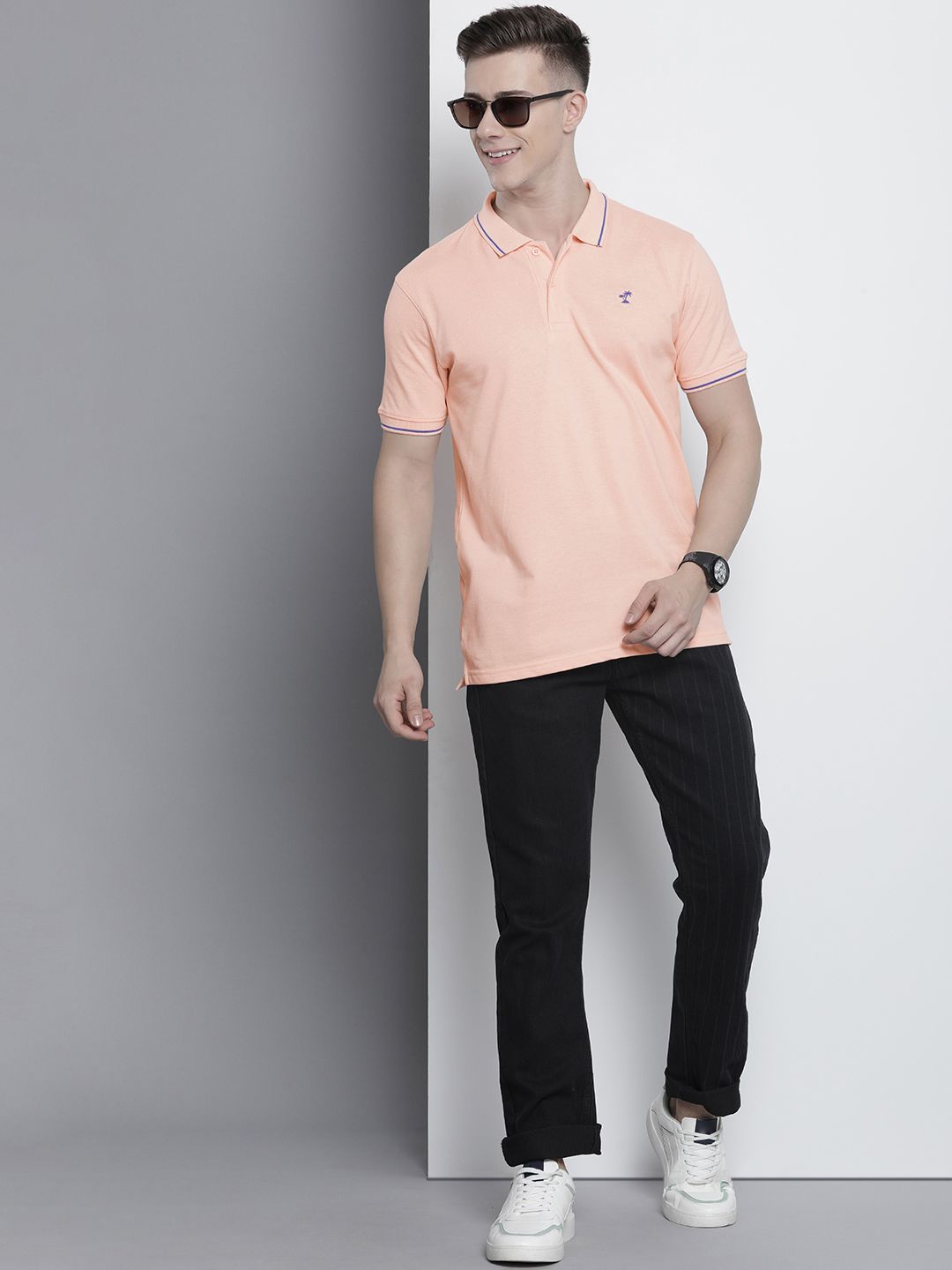 The Indian Garage Co Men Solid Polo Collar T-shirt