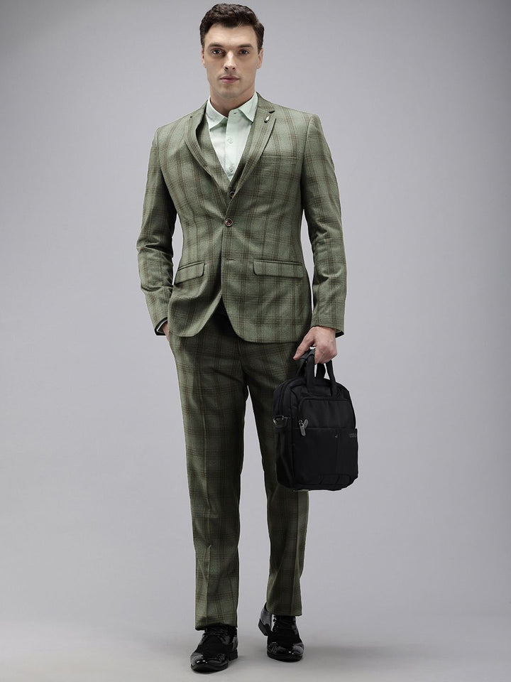Park Avenue Checked Single Breasted Super Slim Fit 3 Piece Formal Suits