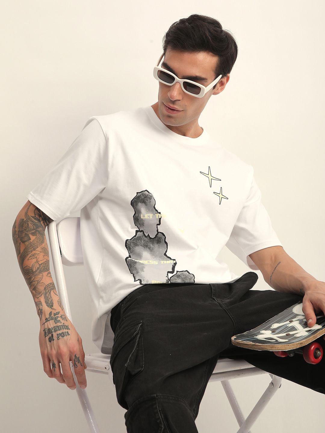 Difference Of Opinion Men Short Sleeve Oversized Crew Neck Printed Tshirt