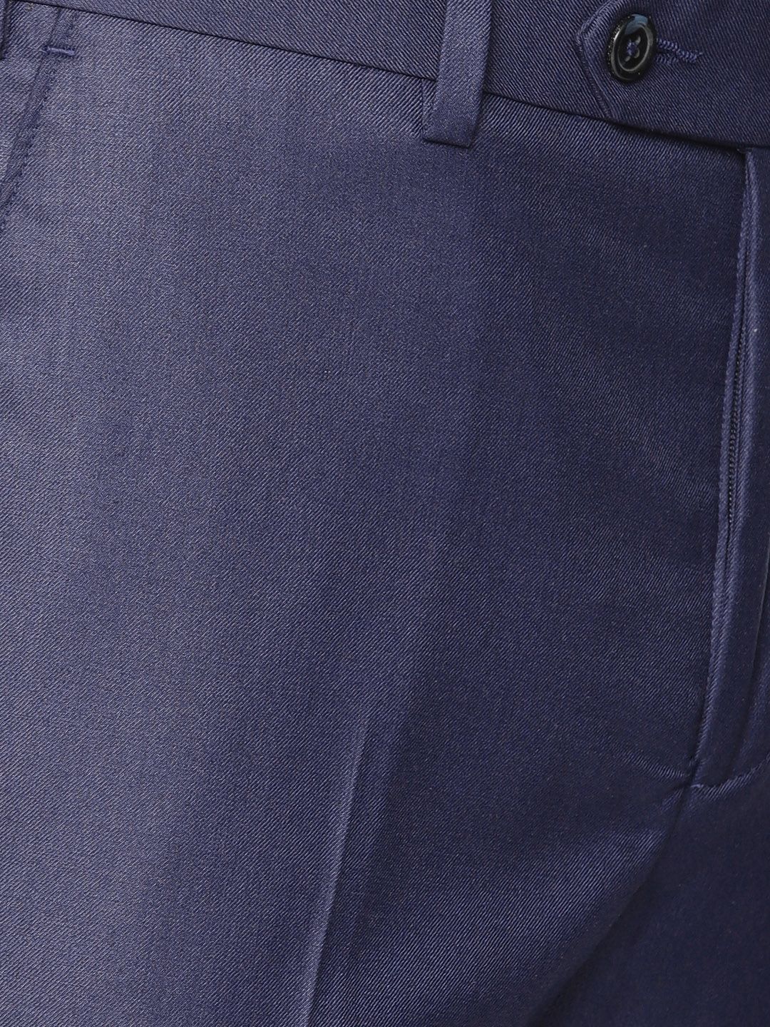 Raymond Men Blue Slim Fit Solid Regular Trousers