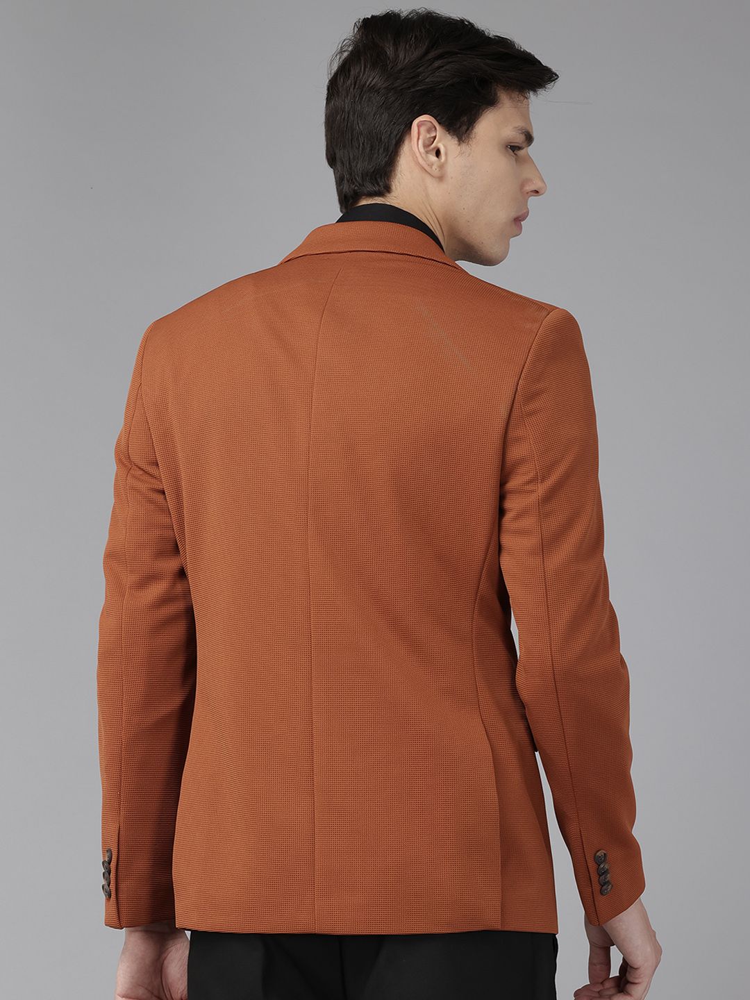 Park Avenue Self Design Super Slim Fit Single-Breasted Formal Blazer