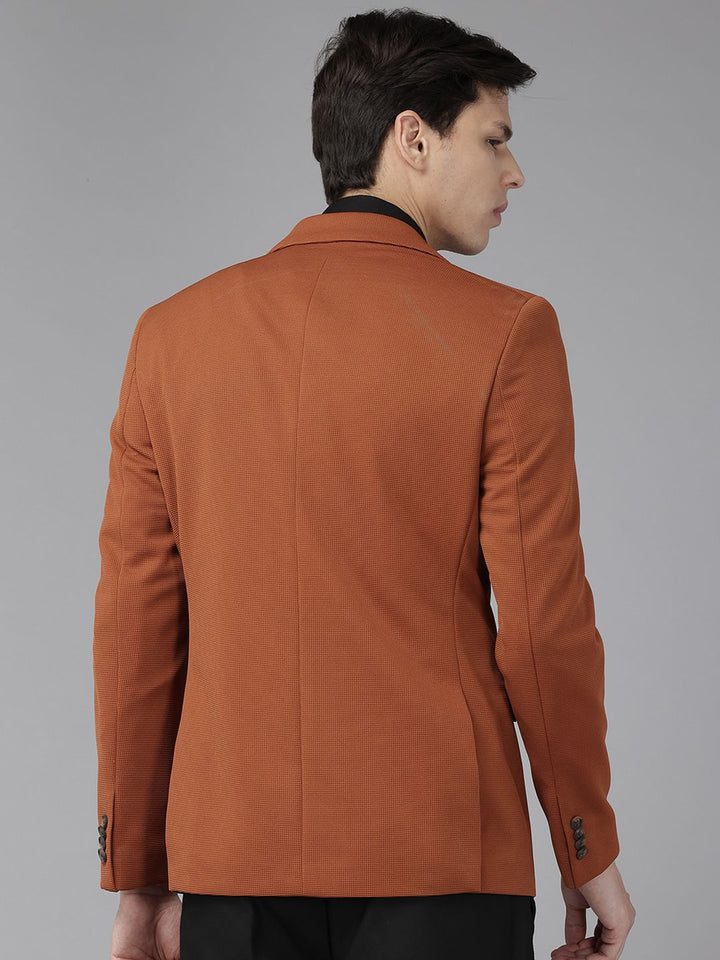 Park Avenue Self Design Super Slim Fit Single-Breasted Formal Blazer