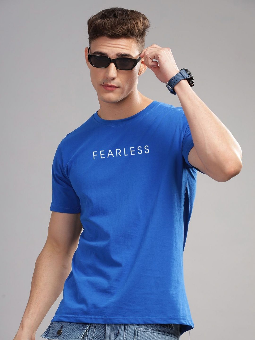 ADRO Men Typography Applique T-shirt