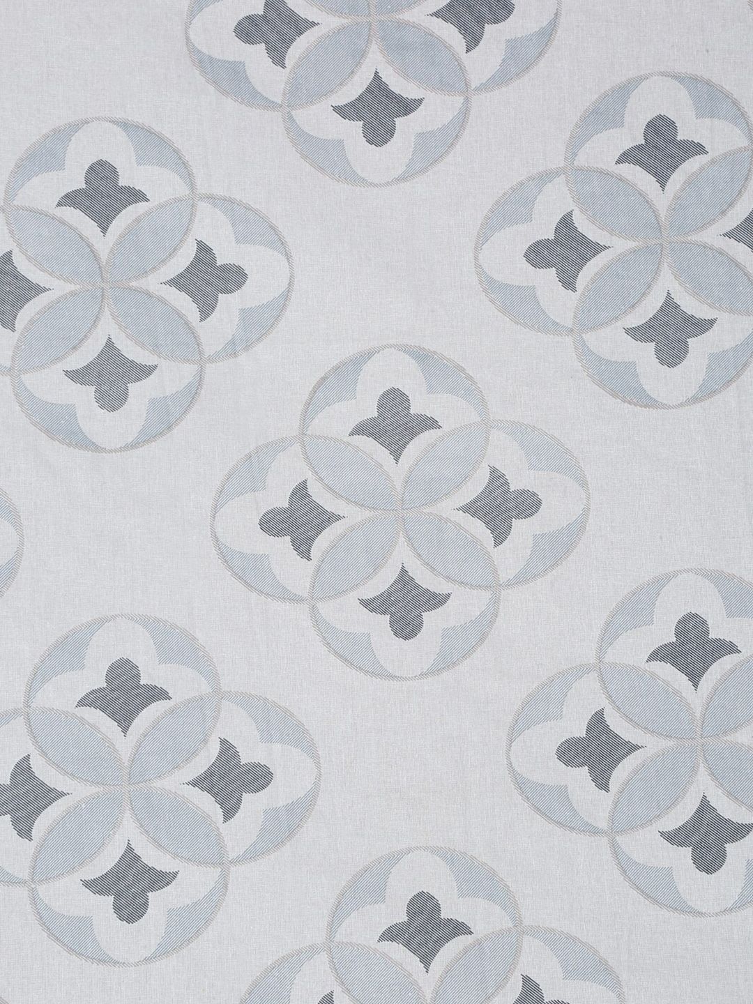 KLOTTHE Off White & Grey Geometric Cotton 400 TC King Fitted Bedsheet With 2 Pillow Covers