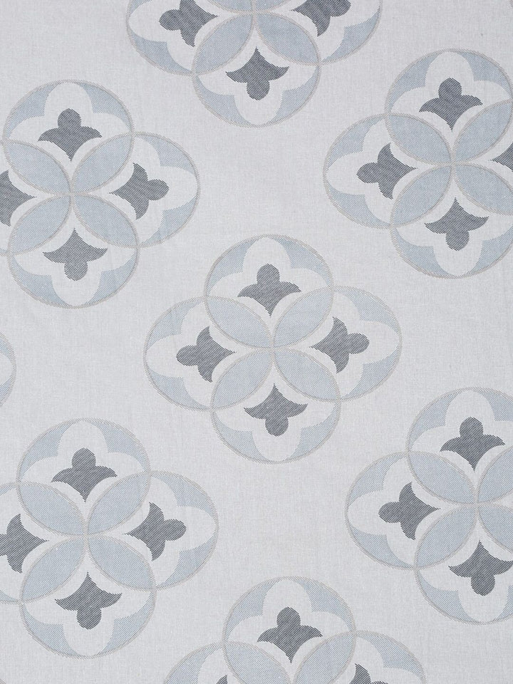 KLOTTHE Off White & Grey Geometric Cotton 400 TC King Fitted Bedsheet With 2 Pillow Covers