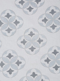 KLOTTHE Off White & Grey Geometric Cotton 400 TC King Fitted Bedsheet With 2 Pillow Covers