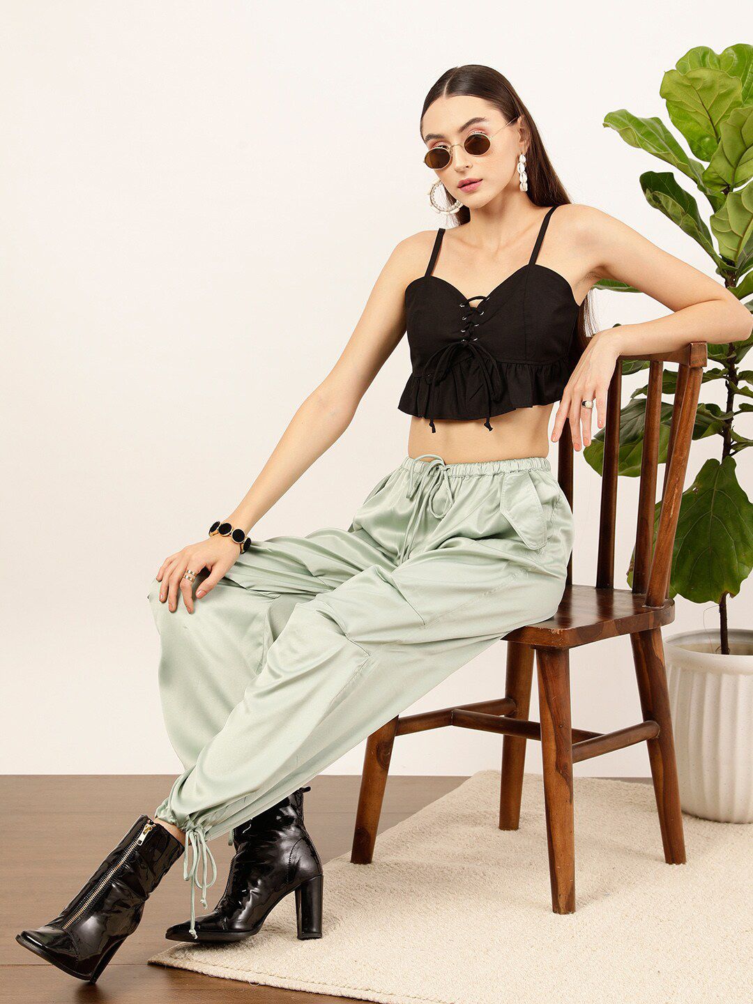 STREET 9 Black Shoulder Straps Cotton Bralette Top