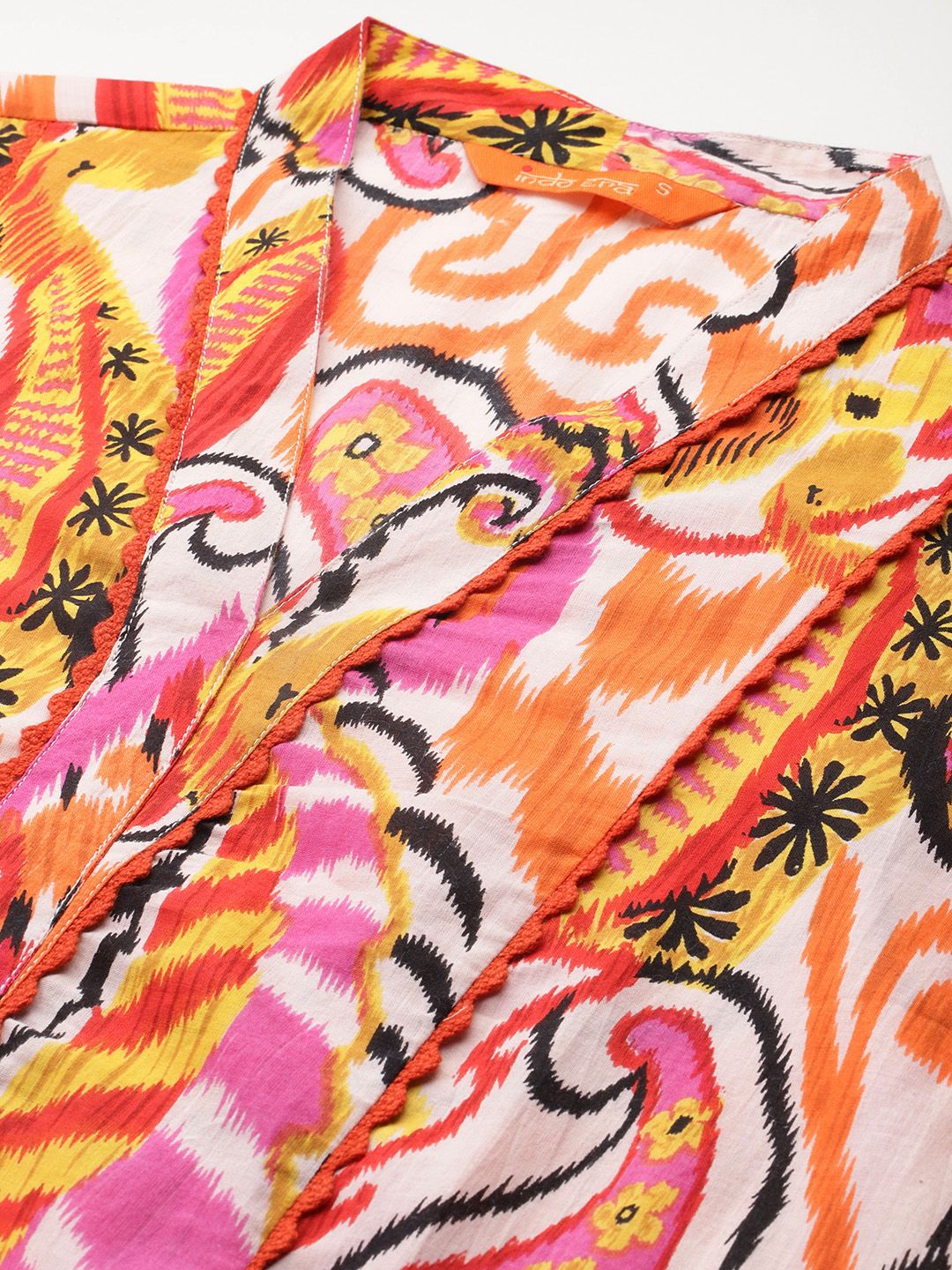 Indo Era Women Paisley Printed Panelled Pure Cotton Kurta with Trousers