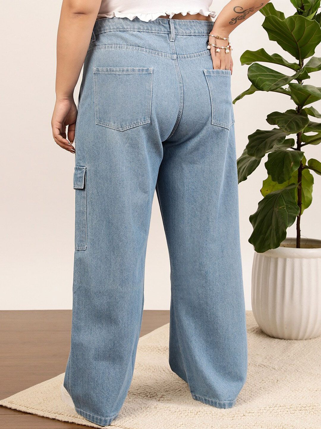 CURVY STREET jean Women Clean Look Pure Cotton Wide Leg Jeans