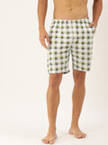 The Indian Garage Co Men White & Blue Checked Pure Cotton Boxers 0620-BXR06-07