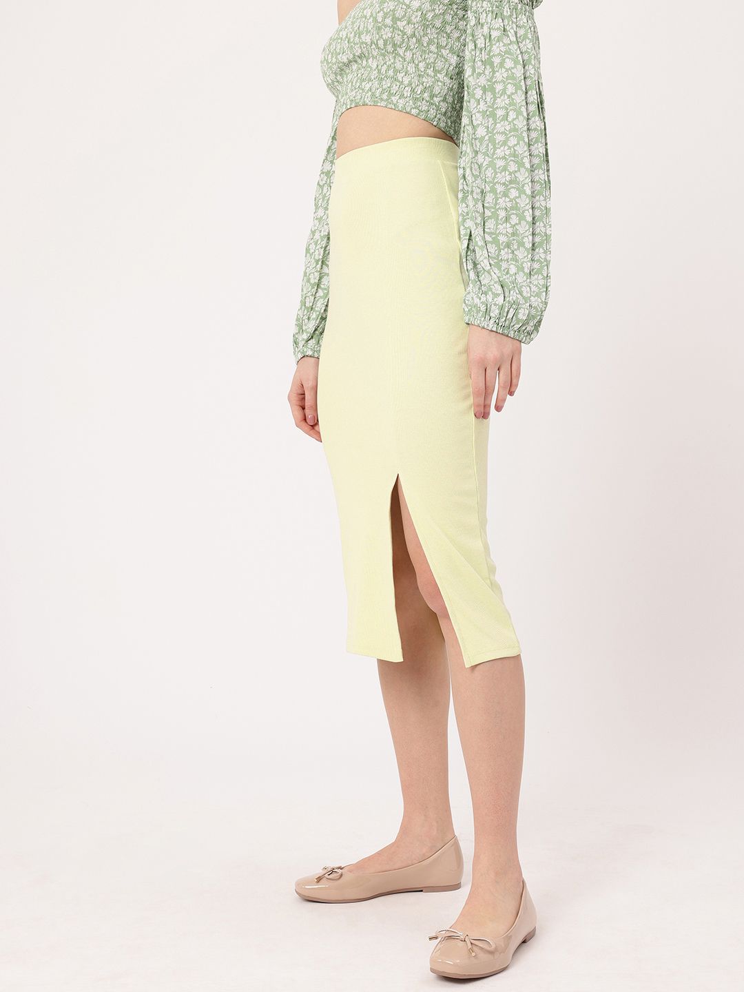 DressBerry The Rule-Breaker Ribbed Bodycon Midi Skirt