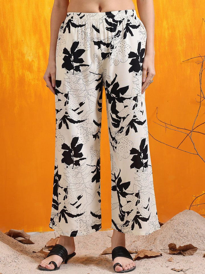 KALINI Floral Printed Straight Kurta with Palazzos