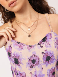 DressBerry Floral Fantasy Lace Inserts Regular Top