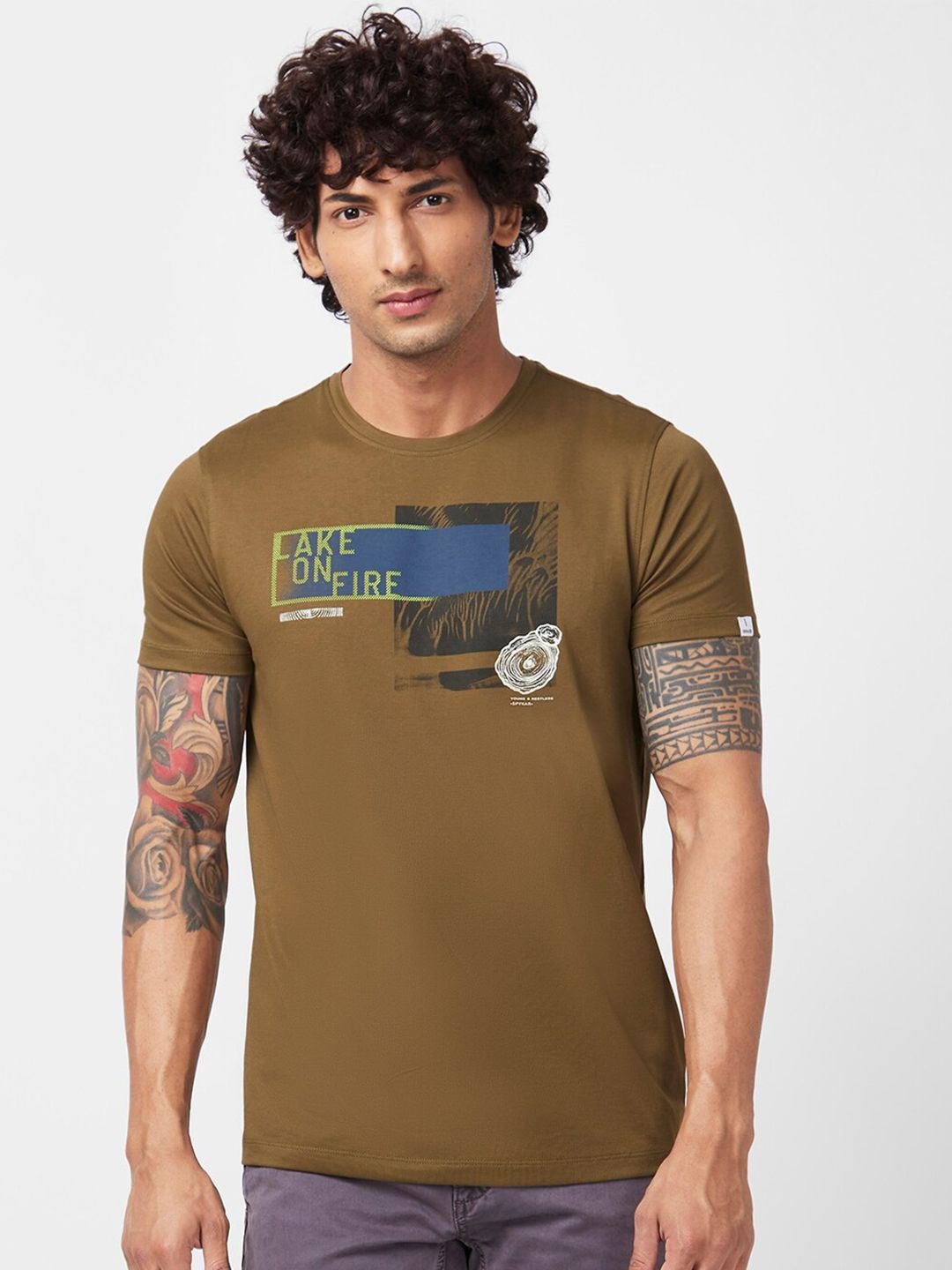 SPYKAR Graphic Printed Slim Fit T-shirt