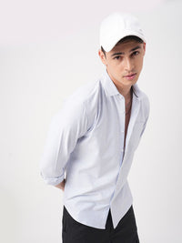 VASTRADO Men Classic Slim Fit Cutaway Collar Pinstripes Striped Cotton Casual Shirt