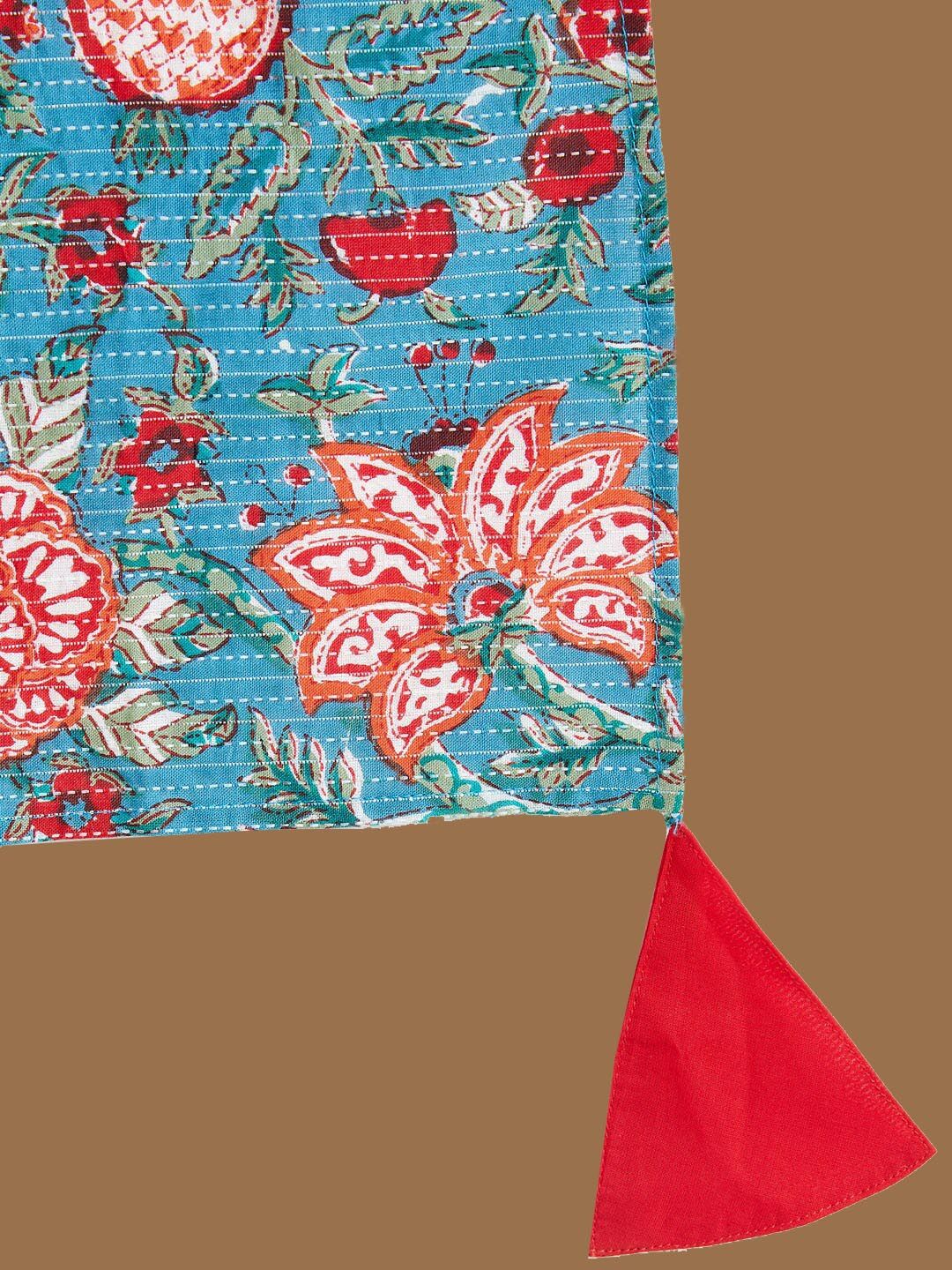 VASTRAMAY Girls Square Neck Regular Kantha Work Pure Cotton Kurta With Palazzos & Dupatta
