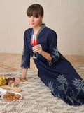 Indo Era Embroidered Three-Quarter Sleeves Pure Cotton Tunic With Trouser