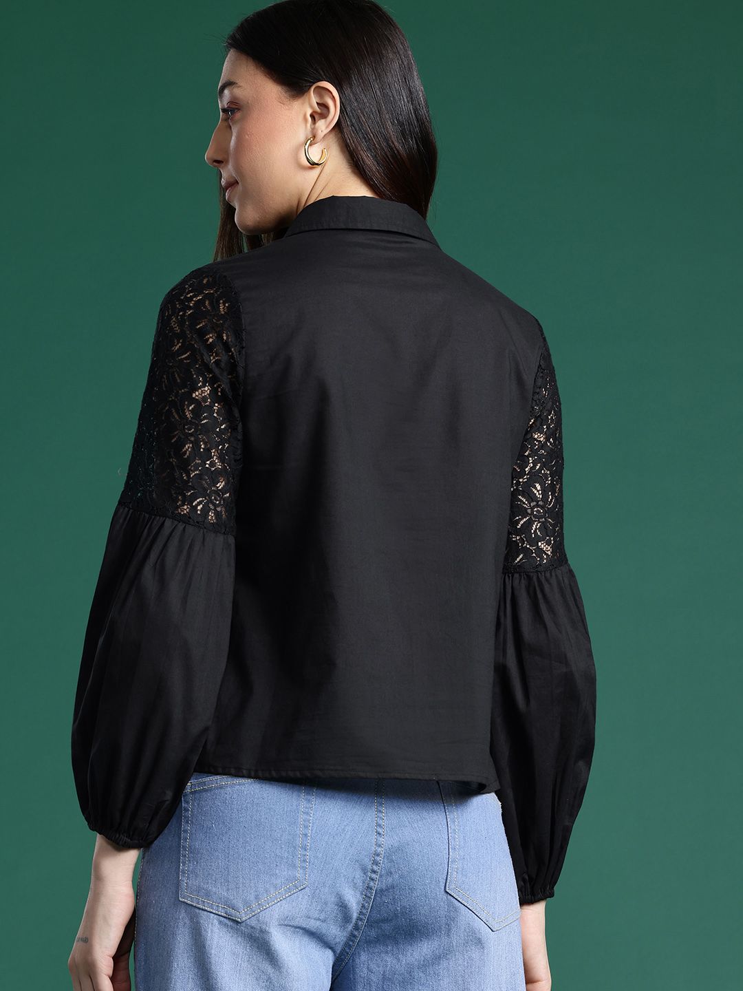 DressBerry Pure Cotton Lace Inserts Casual Shirt