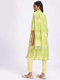 Anouk Ikat Print Regular Pure Cotton Kurta with Trousers & Dupatta