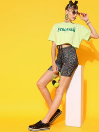 STREET 9 Women Black Printed Skinny Fit High-Rise Cycling Shorts