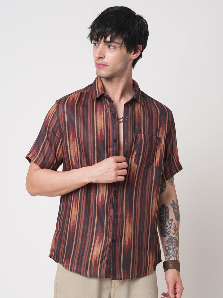 VASTRADO Men Classic Slim Fit Multi Stripes Opaque Striped Casual Shirt