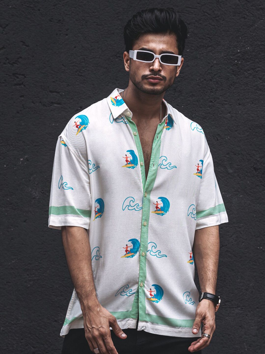 Powerlook India Slim Fit Conversational Printed Casual Oversized Shirt