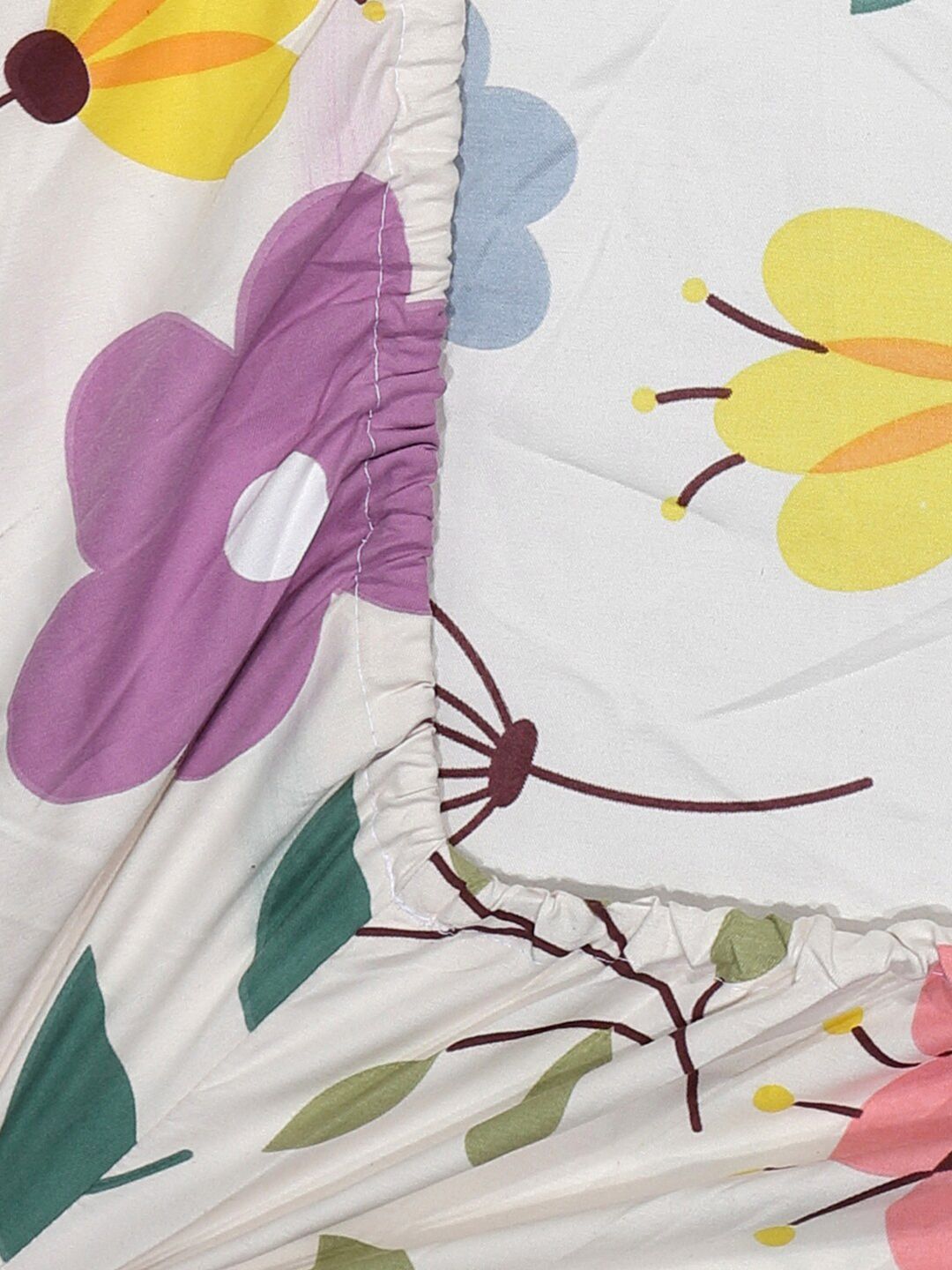 KLOTTHE Floral Printed 300 TC Fitted King Bedsheet with 2 Pillow Covers