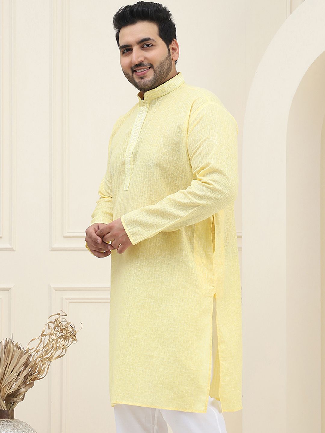 SOJANYA PLUS Lelaki Pure Cotton Yellow Kurta