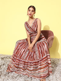 QUIERO Women Rust Abstract Sundress