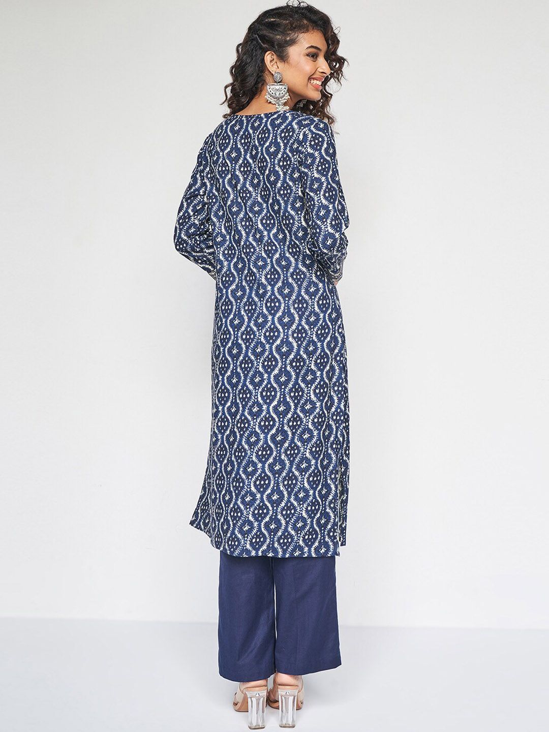 Global Desi Women Paisley Printed Flared Sleeves Chikankari Kurta