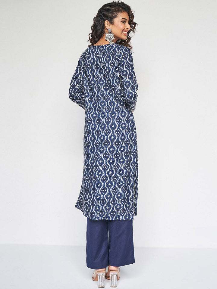 Global Desi Women Paisley Printed Flared Sleeves Chikankari Kurta