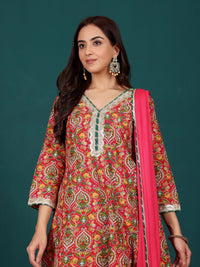 Varanga Women Floral Printed Regular Kurta with Dhoti Pants & With Dupatta