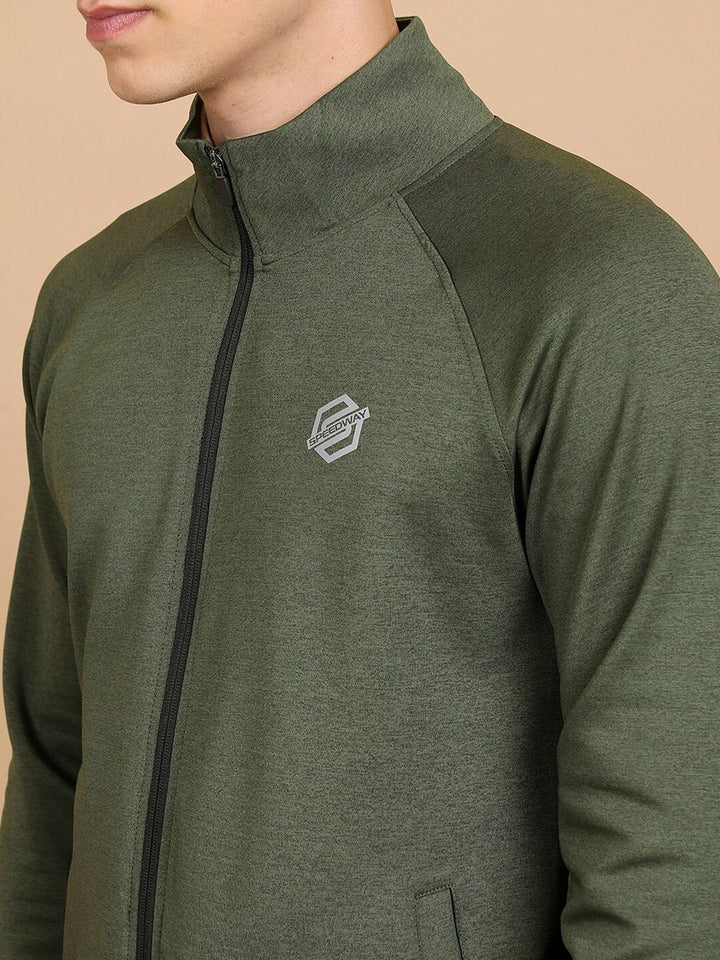 HIGHLANDER Mock Collar Front-Open Sweatshirt